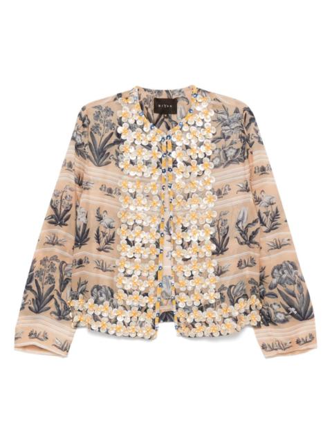 BIYAN embellished printed cropped jacket