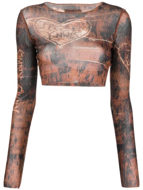 Jean Paul Gaultier x KNWLS graphic-print cropped top