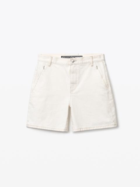 Alexander Wang INVISIBLE ZIP BOY SHORT IN DENIM