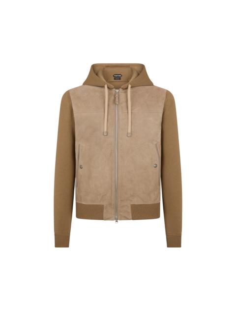 TOM FORD SUEDE FRONT WOOL ZIP HOODIE