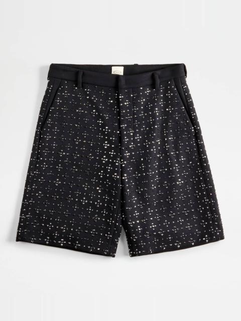 Tod's BERMUDA SHORTS WITH RHINESTONES - BLACK