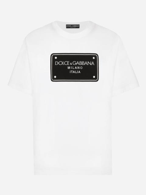 Dolce & Gabbana Cotton T-shirt with branded tag embroidery