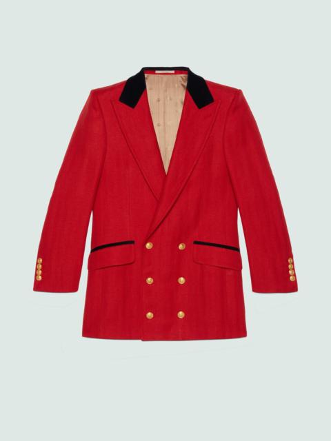 GUCCI Wool linen herringbone formal jacket