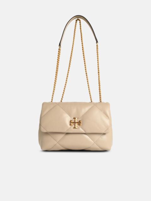 TORY BURCH SMALL 'KIRA' CONVERTIBLE SHOULDER BAG IN BEIGE LEATHER