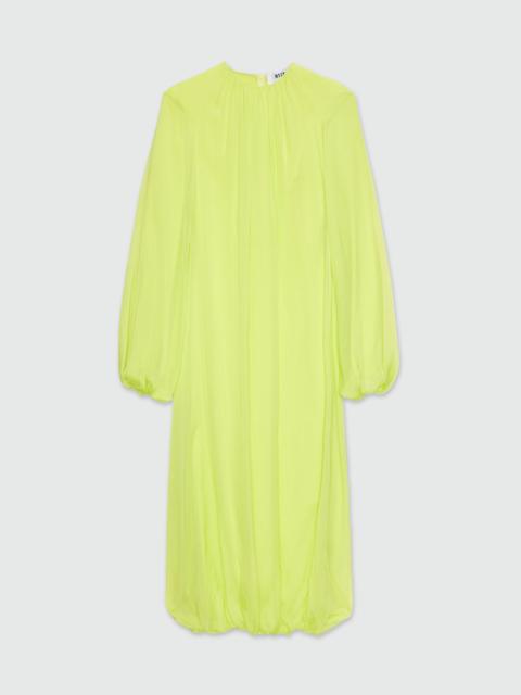 MSGM Long fluorescent yellow chiffon dress