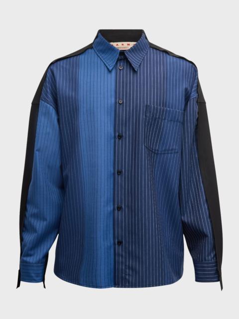 Men's Degrade Striped Wool Overshirt