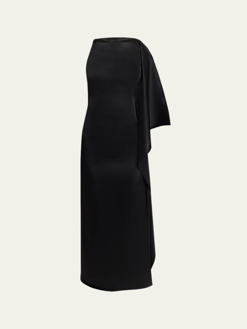 courrèges High-Neck Draped Satin Midi Dress