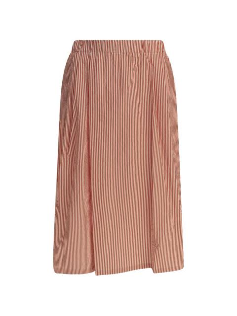 apuntob striped pleated cotton midi skirt