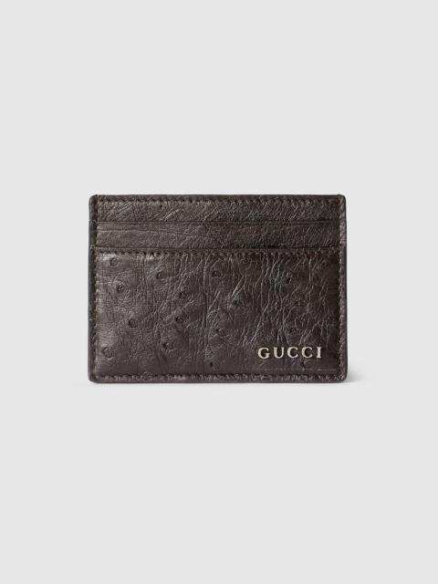 GUCCI Ostrich card case with Gucci logo