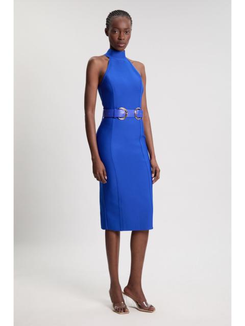 KAREN MILLEN Bandage High Neck Buckle Trim Midi Dress