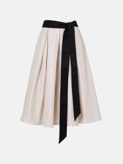 Baschi pleated cotton-blend midi skirt