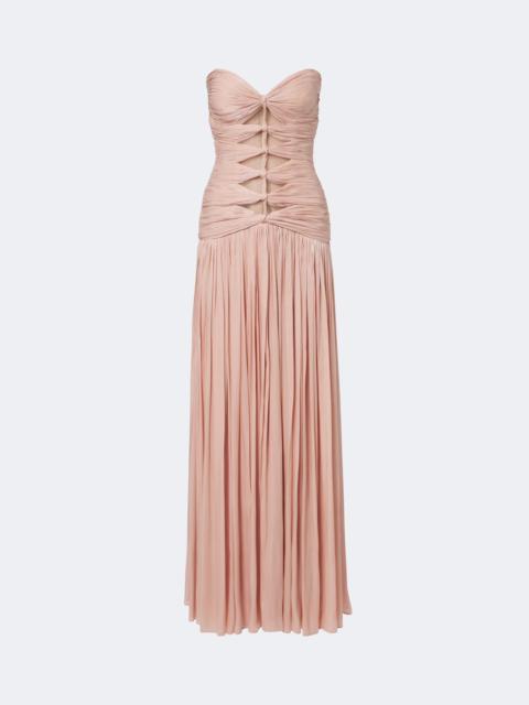 COSTARELLOS Ruched Lurex® georgette gown