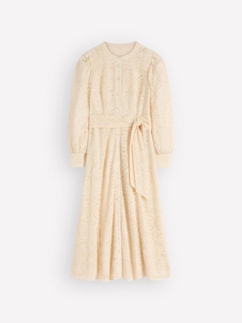 BODEN Blouson Sleeve Lace Dress-Ivory Lace