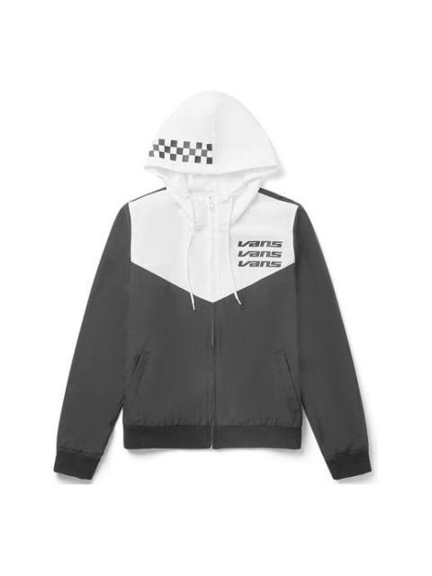 Vans (WMNS) Vans Alphabet Logo Printing Splicing hooded Windproof Jacket Black VN0A47V8BLK