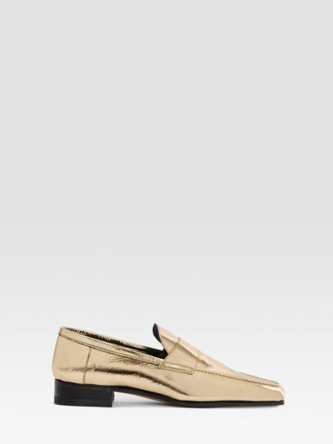 PARIS TEXAS Metallic-effect pleated leather flat loafer