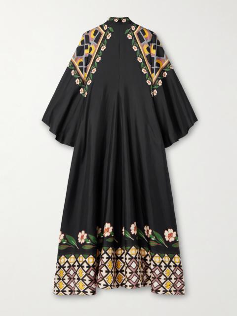 La DoubleJ Magnifico Tie-neck Printed Silk-twill Maxi Dress