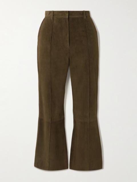 Victoria Beckham Cropped Suede Flared Pants