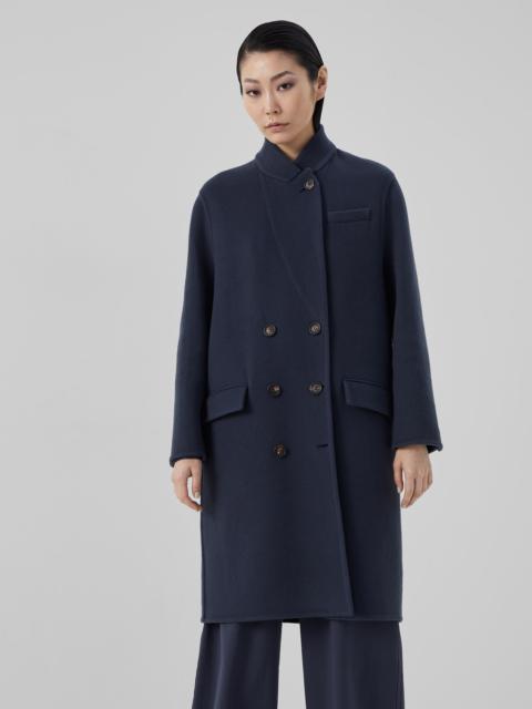 Brunello Cucinelli Hand-crafted coat in virgin wool and cashmere double cloth with monili