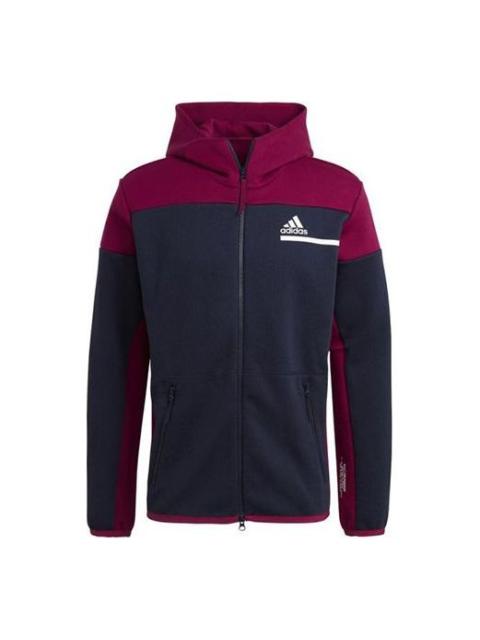 adidas adidas Zne Fz Colorblock Sports Loose Hooded Jacket Blue GM6535