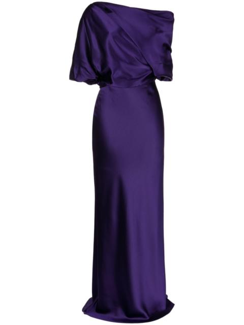 AMSALE off-shoulder draped-detail gown
