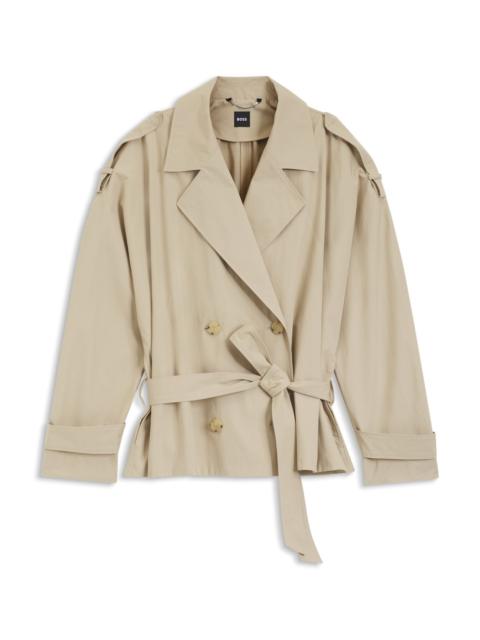 BOSS BELTED COAT IN COTTON POPLIN