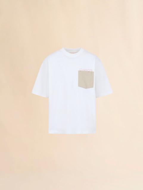Marni WHITE COTTON T-SHIRT WITH CONTRAST POCKET
