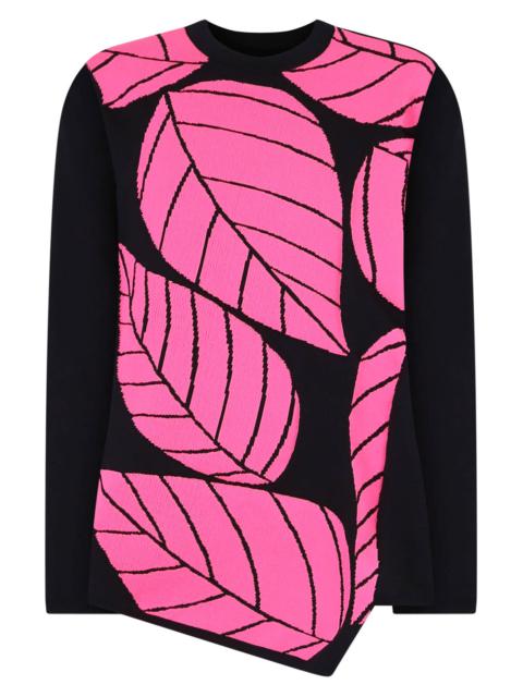 LEAF PRINT SWEATSHIRT | BLACK/PINK