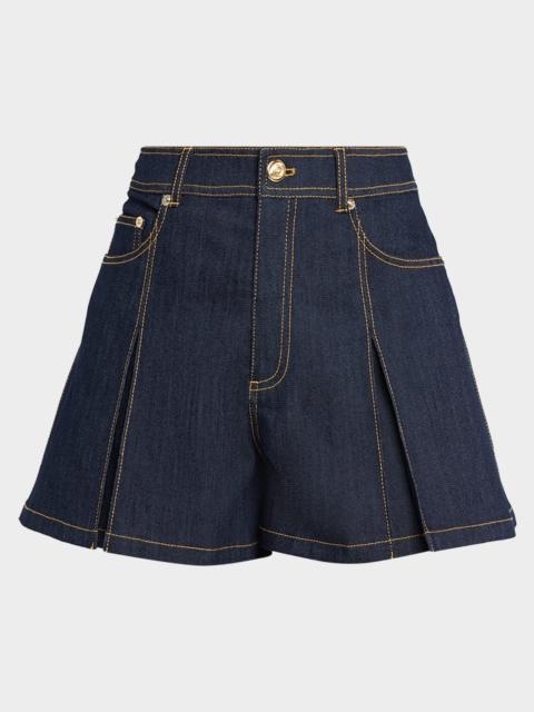 Cinq à Sept Desi Pleated Denim Shorts