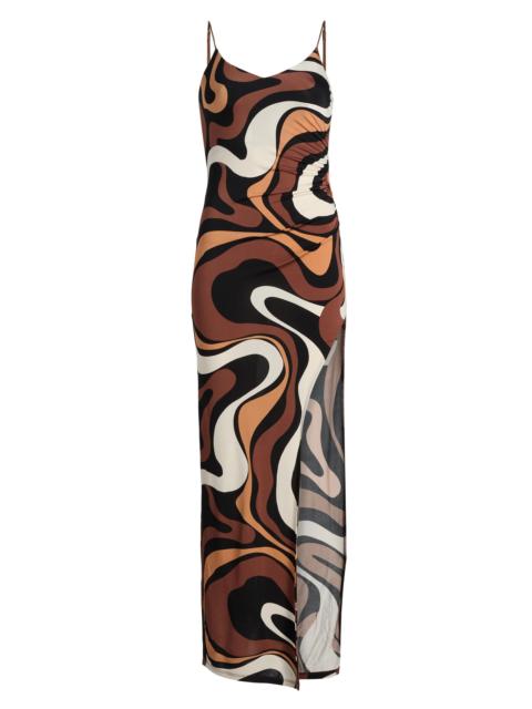 GENERATION LOVE Women's Hailey Geometric-Print Jersey Maxi Dress - Wavy Geo Brown