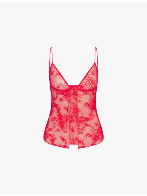 SKIMS Ultra Fine Lace Open-Front Camisole Top