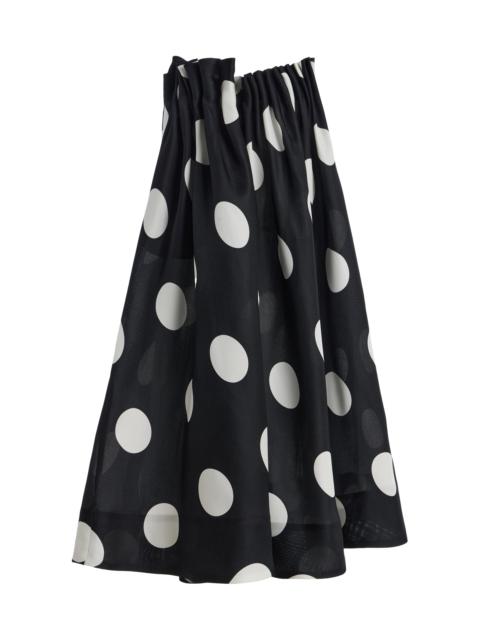 KHAITE Riley Pleated Silk Gazar Maxi Skirt black/white