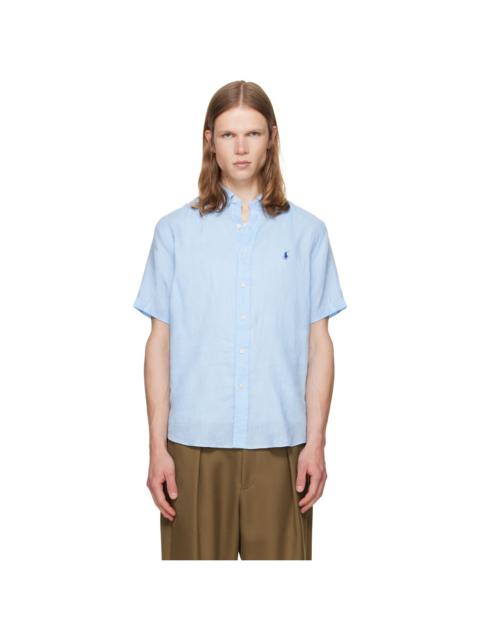 Polo Ralph Lauren Blue Linen Short Sleeve Sport Shirt