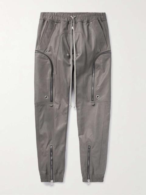 Rick Owens Bauhaus Tapered Leather Cargo Drawstring Trousers