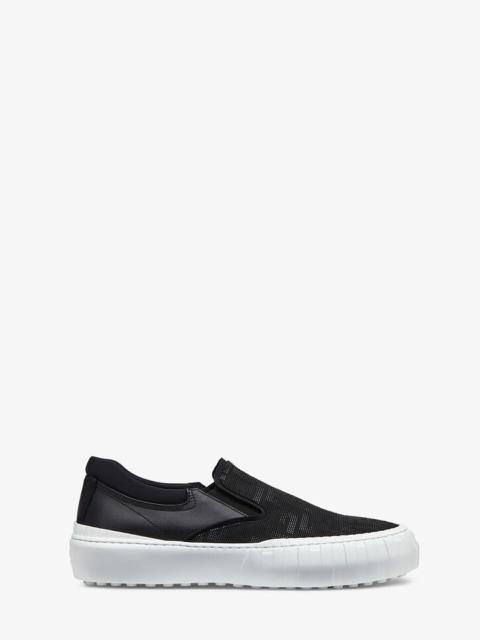 FENDI Black fabric low-tops