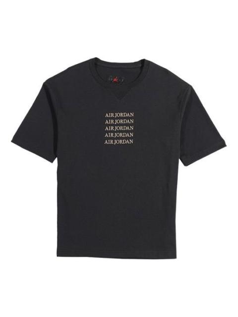 Jordan Air Jordan Embroidered Logo Athleisure Casual Sports Round Neck Short Sleeve Black AT8873-010