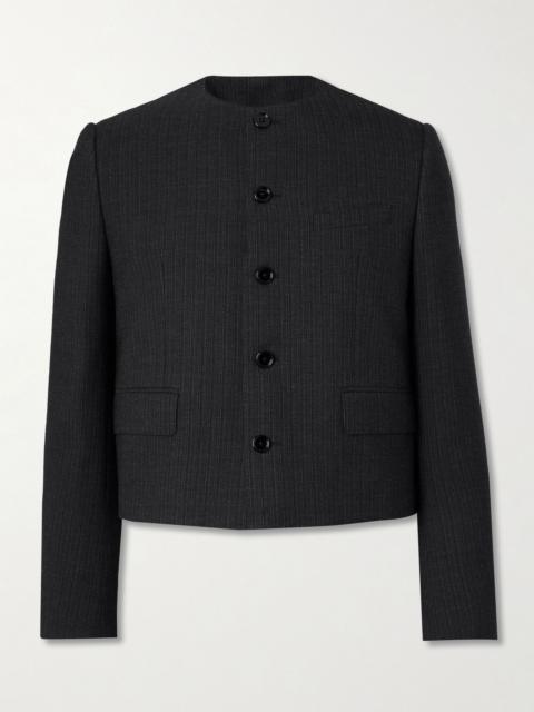 CELINE Pinstriped Wool and Silk-Blend Gabardine Blazer Gray
