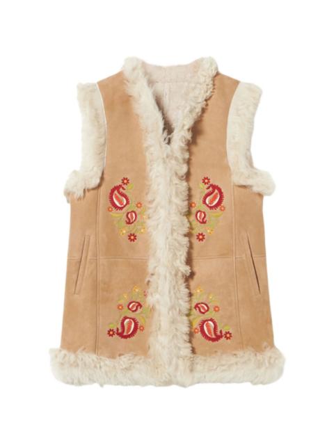 FORTELA Donna floral-embroidery shearling vest