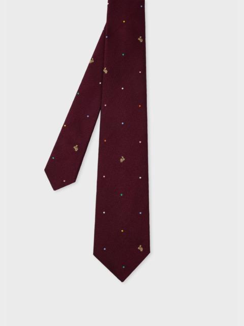 Paul Smith Burgundy Silk 'Polka Dot Rabbit' Tie