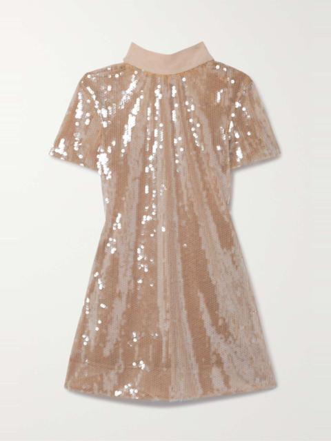 Ilana cotton-blend faille-trimmed sequined tulle mini dress