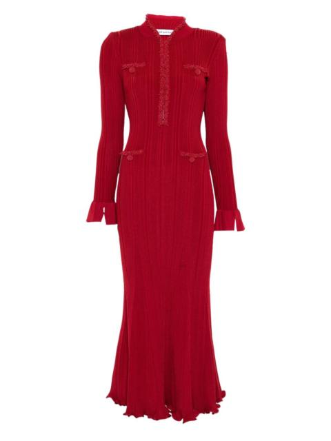 self-portrait beaded-trim ribbed midi dress