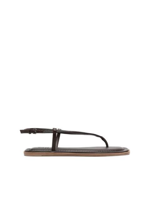 Brunello Cucinelli thong leather flat sandals