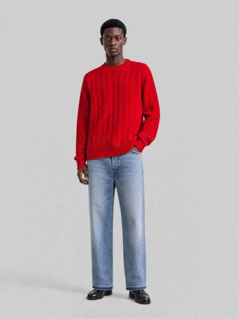 The Kooples RED WOOL CABLE-KNIT CREW-NECK SWEATER
