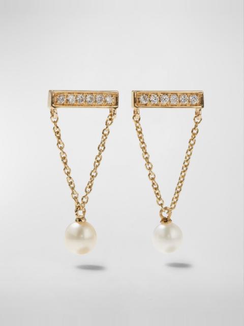 SYDNEY EVAN 14k Diamond Bar & Pearl Earrings