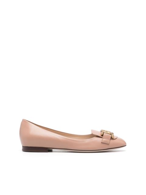 Tod's chain-embellished leather ballerina shoes