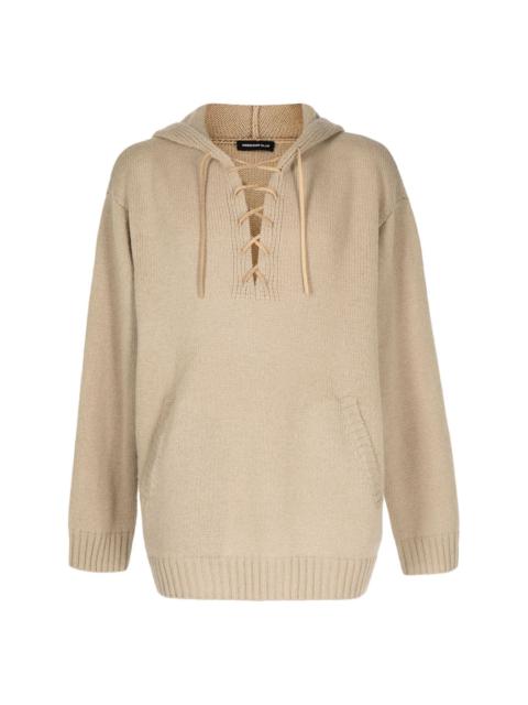 UNDERCOVER lace-up wool hoodie