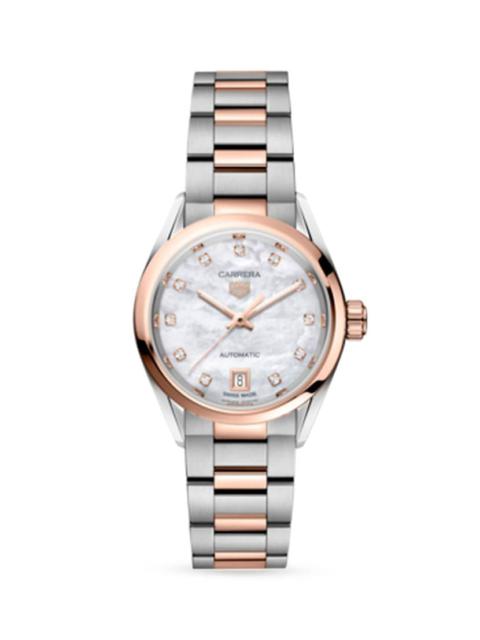 TAG Heuer Carrera Stainless Steel, 18K-Rose-Gold-Plated, & 0.088 TCW Diamond Bracelet Watch