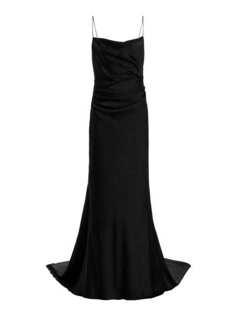 SIMKHAI Paige Draped Gown with Train black