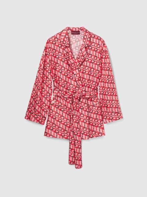 GUCCI Printed silk shirt with self-tie