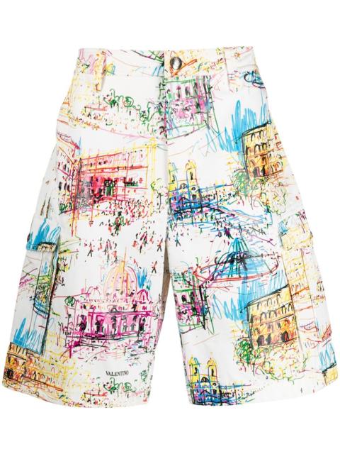 Roman sketches-print Bermuda shorts