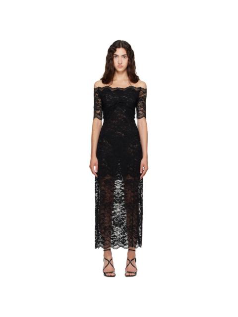 rabanne Purple Layered Lace Midi Dress